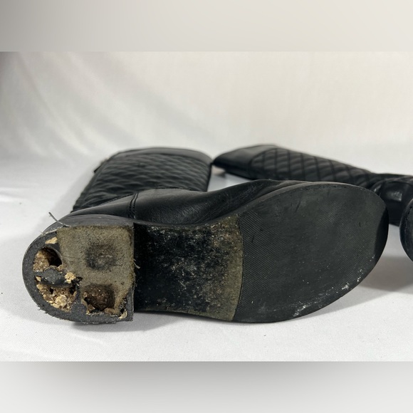 Tory Burch Riding Boots Claremont Tall Boots Quilted Black Vegan Leather… - Picture 10 of 16